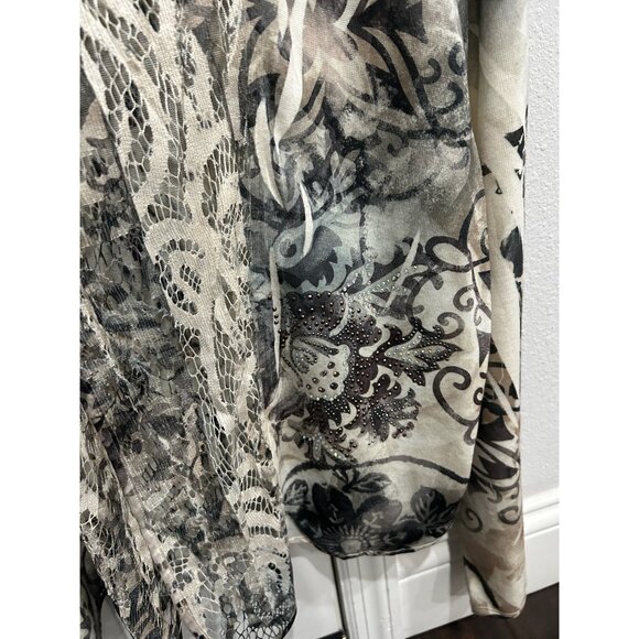 B.L.E.U. Womens Floral Print Open Front Cardigan Sweater Sz XL - Picture 4 of 9